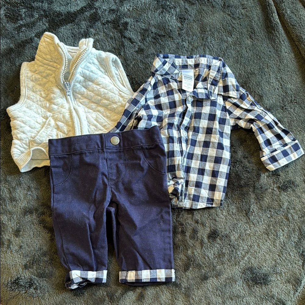 Baby Outfit Set with Vest, Shirt, and Pants